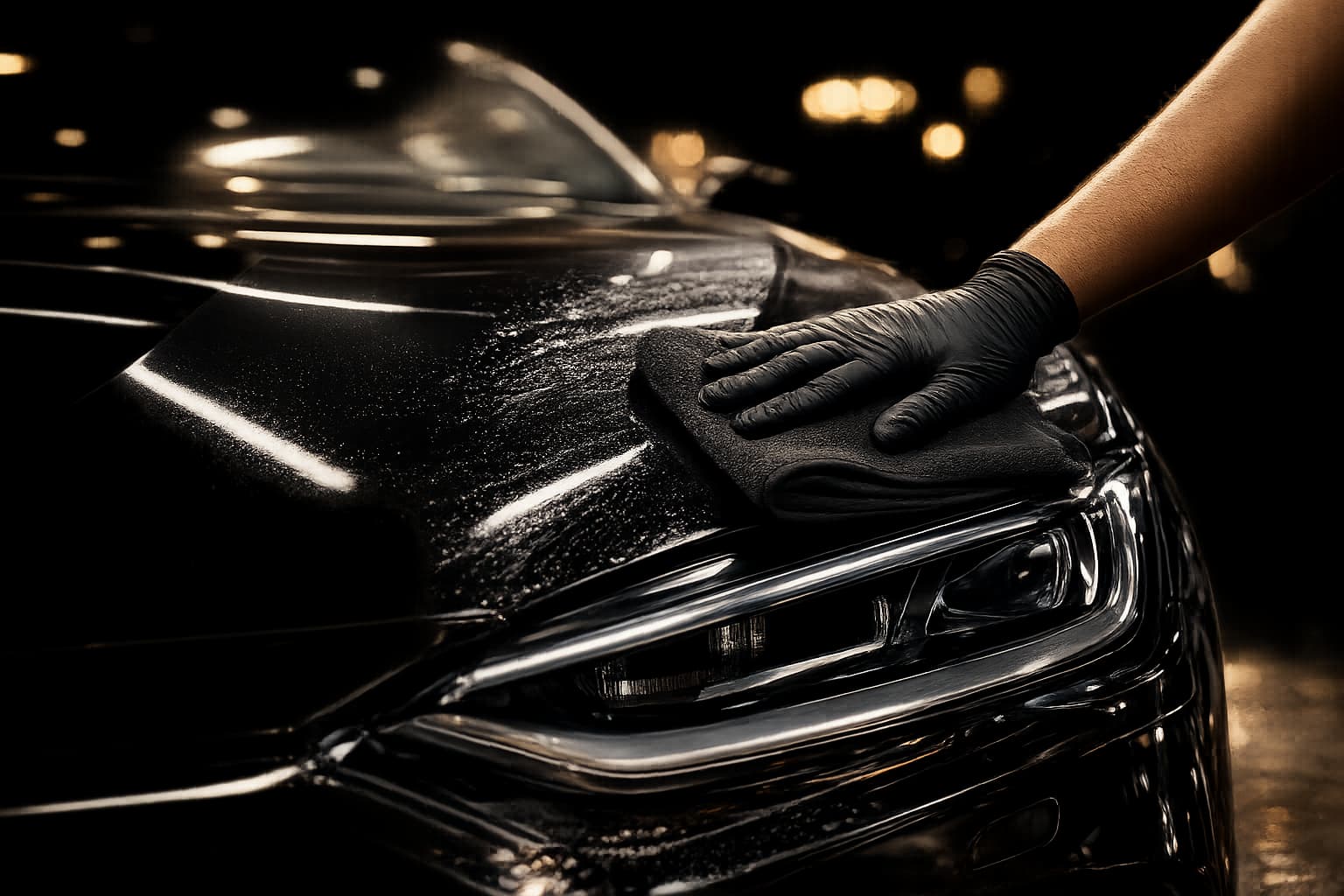 A detailer cleaning the leather interior of a car